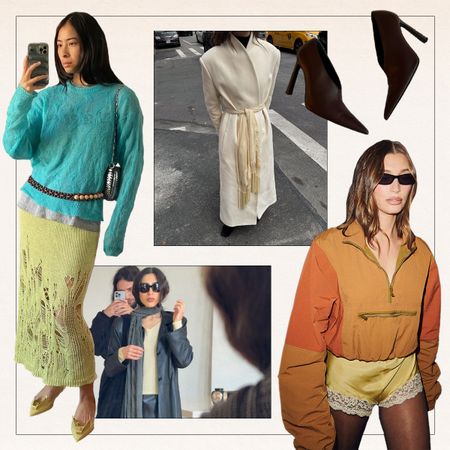 a collage of runway and influencer imagery featuring the biggest fashion trends of spring 2026