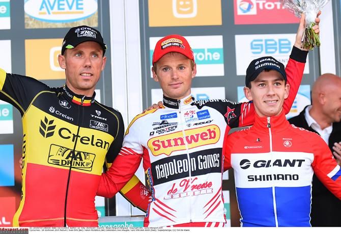Zonhoven podium (l-r): Sven Nys (Crelan - AA Drink Team), Kevin Pauwels (Sunweb - Napoleon Games) and Lars Van Der Haar (Giant-Shimano Development Team)