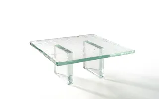 Cast glass coffee table on white background