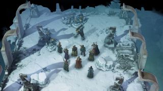 A pile of dead space marines is found in the snow.