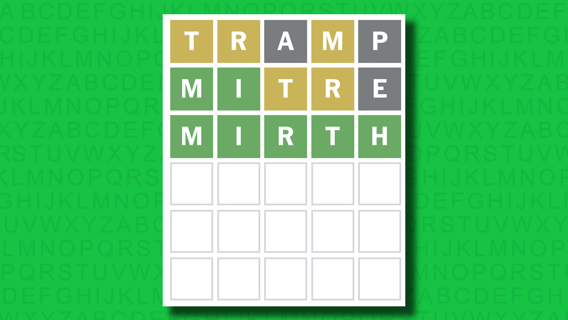 NYT Wordle answer for game 1528 on a green background