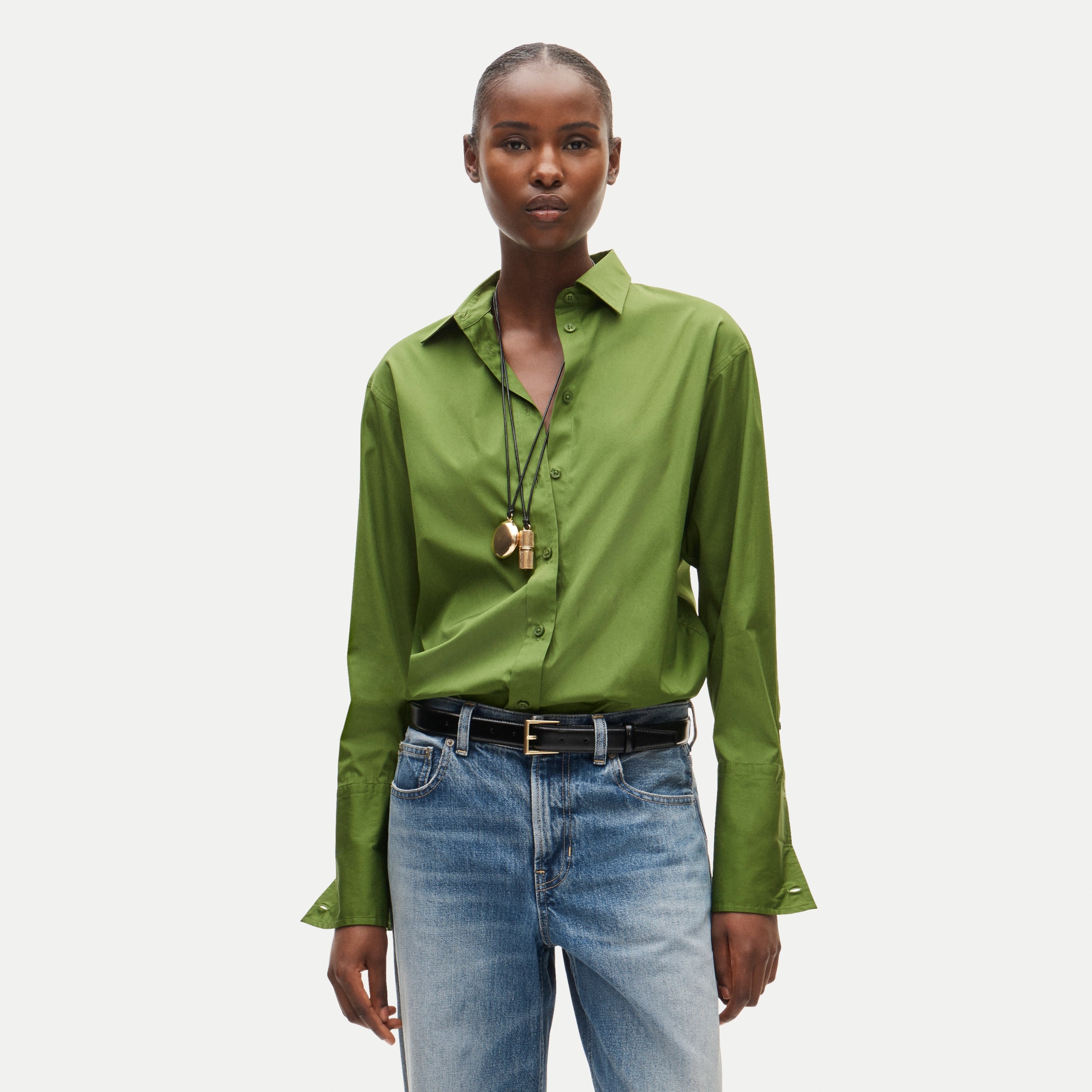 Esme Relaxed-Fit Button-Up Shirt in Greenwich Poplin