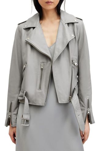 Balfern Belted Leather Biker Jacket