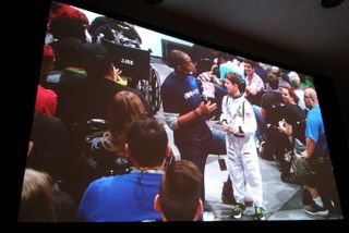 A young man dressed as an astronaut told the StarTalk audience that he wanted to explore space one day, causing a cheer to echo through the Javits Center's Main Stage theater shortly before the program's live taping began.