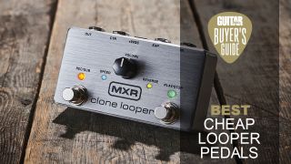 MXR Clone Looper pedal on a wooden floor