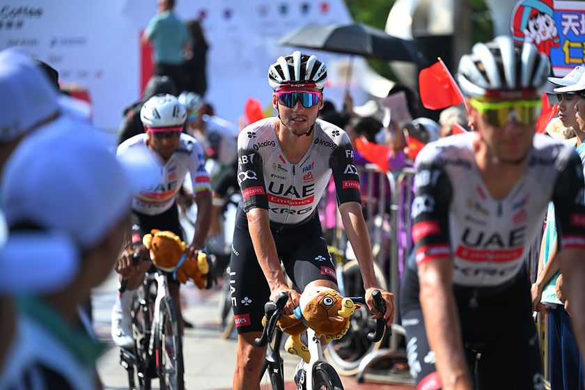 BAMA, CHINA - OCTOBER 17: Jan Christen of Switzerland and UAE Team Emirates - XRG prior to the 6th Gree-Tour Of Guangxi 2025, Stage 4 a 176.8km from Bama to Jinchengjiang / #UCIWT / on October 17, 2025 in Bama, China. (Photo by Tim de Waele/Getty Images)