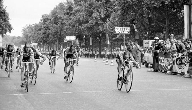 Belgian sprinter Walter Godefroot won the first Tour de France stage to finish on the Champs-Elysees in 1975