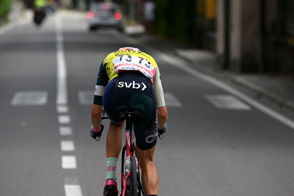 BORGO VAL DI TORO ITALY JULY 03 Veronica Ewers of The United States and Team EF EducationTibcoSvb competes in the breakaway during the 34th Giro dItalia Donne 2023 Stage 4 a 134km stage from Fidenza to Borgo Val di Toro UCIWWT on July 03 2023 in Borgo Val di Toro Italy Photo by Dario BelingheriGetty Images