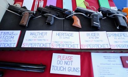 A January gun show in Pima County, Ariz.: The local Republican Party is facing fierce criticism for its plan to raffle off a Glock handgun similar to the one Rep. Gabrielle Giffords was shot 