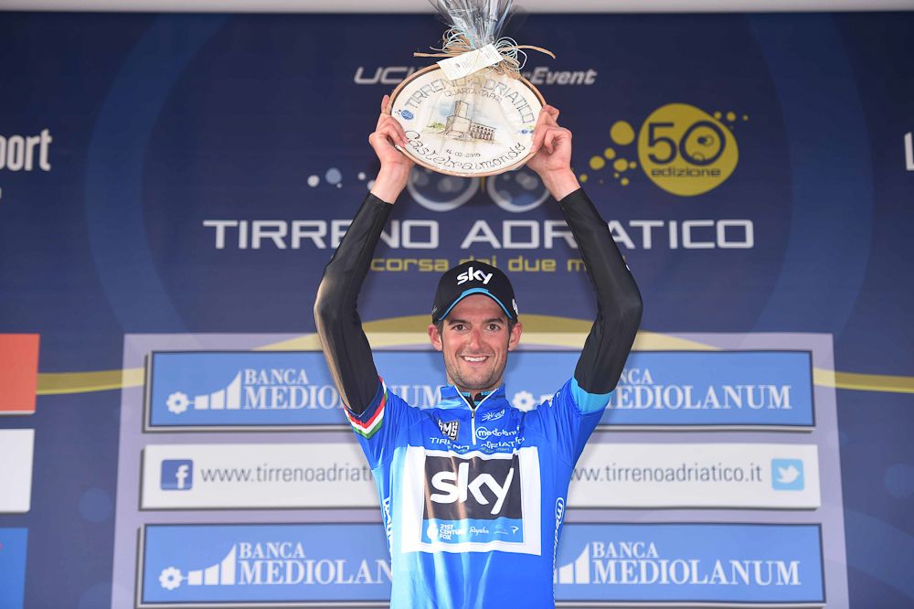 Wout Poels (Team Sky) in the blue jersey.