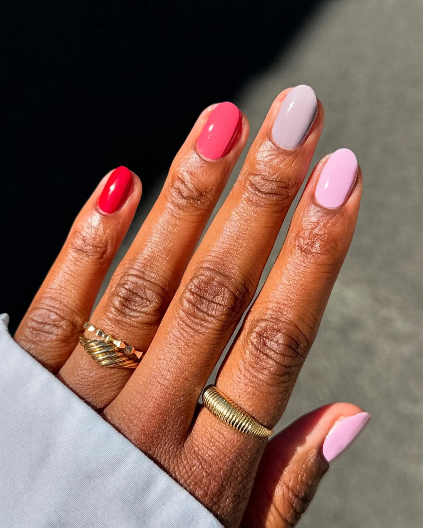 multi-coloured pink nails
