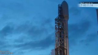 SpaceX SES-8 Mission Falcon 9 Rocket on Launch Pad, Low Angle