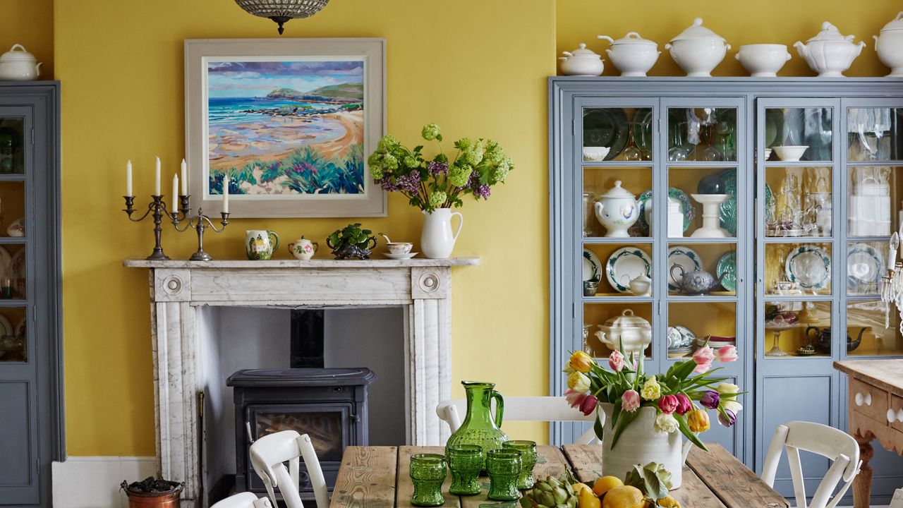 yellow kitchen in Georgian seaside townhouse