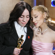 Cynthia Erivo, Finneas O'Connell, Billie Eilish and Ariana Grande back stage during the the 96th Annual Academy Awards in Dolby Theatre at Hollywood & Highland Center in Hollywood, CA, Sunday, March 10, 2024. 