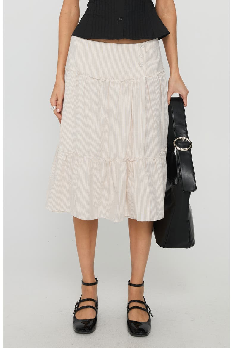 Cascades Stripe Tiered Cotton Skirt