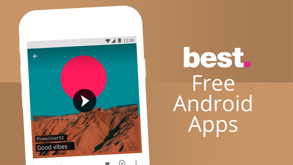 An image of an Android phone against a brown background with the words &quot;best free android apps&quot;