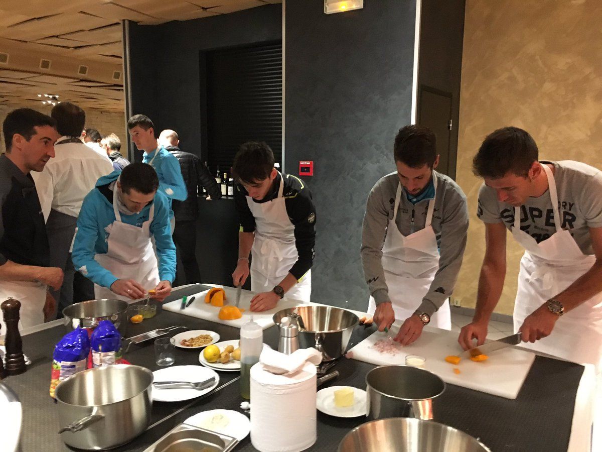 The riders try their hand at making rostis