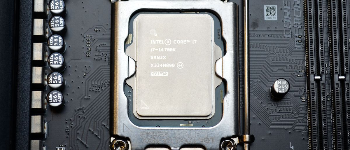 An Intel Core i7-14700K in a motherboard