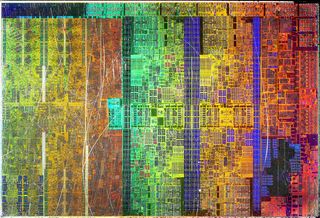 Die shots of Intel chips throughout history.