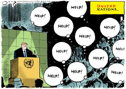 Political cartoon World Trump UN speech
