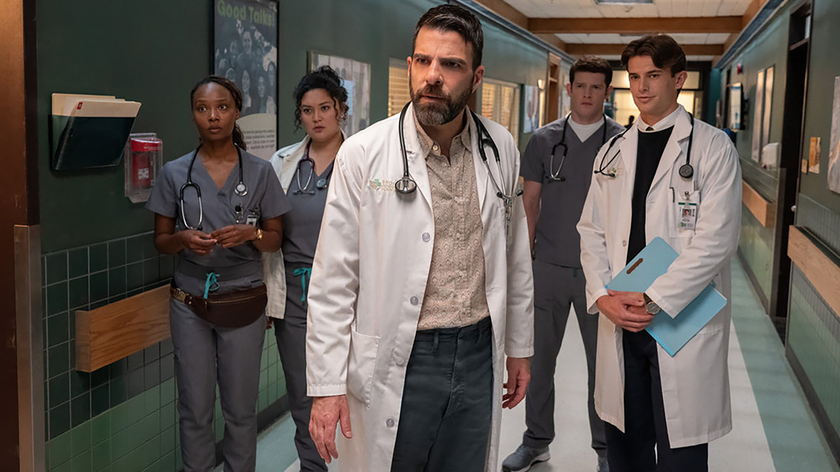 [From let to right]: Dr. Ericka Kinney (played by Asleigh LaThrop), Dr Dana Dang (Aury Krebs), Dr Oliver Wolf (Zachary Quinto), Dr Van Markus (Alex MacNicoll), and Dr Charlie Porter (Brian Altemus) will se you now in &quot;Brilliant Minds&quot; season 2
