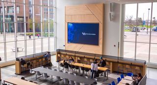 As part of this project, the nearby One World Café was also in need of an engaging display solution. Integrating a visual messaging system that delivered pertinent student information was high on the university’s priority list.