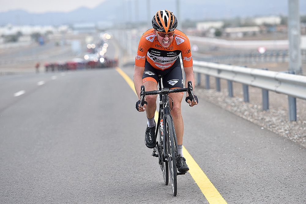 Brian Van Goethem rides solo during stage 2 in Oman.