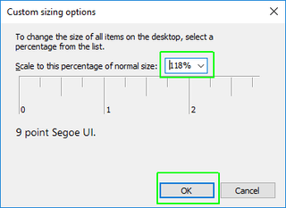 Custom scaling percentage