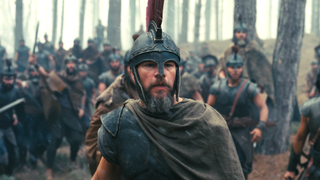 Matt Damon with an army behind him in The Odyssey