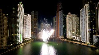 night view at the topping out ceremony of the branded residences for Aston Martin in Miami