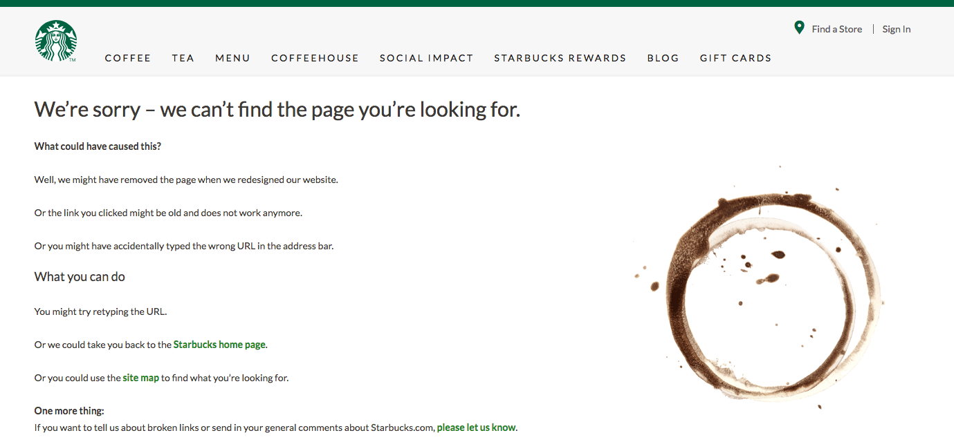 starbucks 404 page