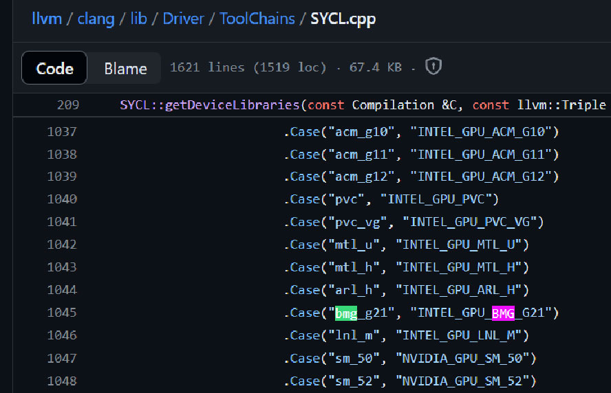 Intel oneAPI code screenshot