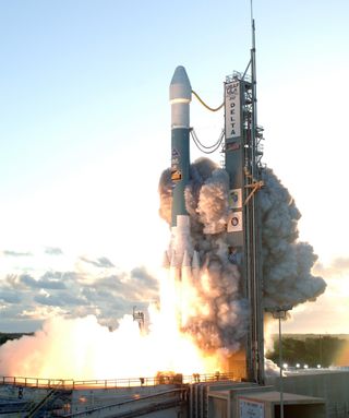 Dawn launches at dawn on September 27 2007, headed for the asteroid belt.