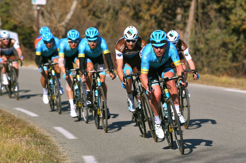 Astana lead the peloton on the final stage of the Tour de la Provence