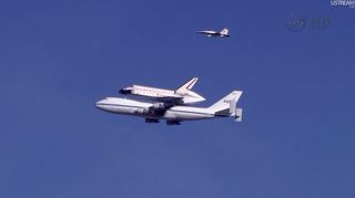 Shuttle Carrier Aircraft with Endeavour and Chase Plane