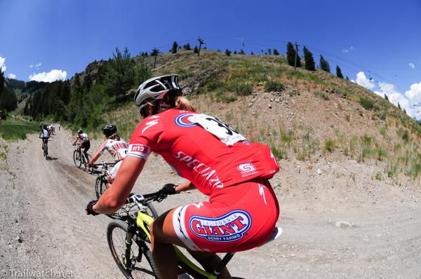 Meredith Miller (Cal Giant Berries) on the long fire road climb