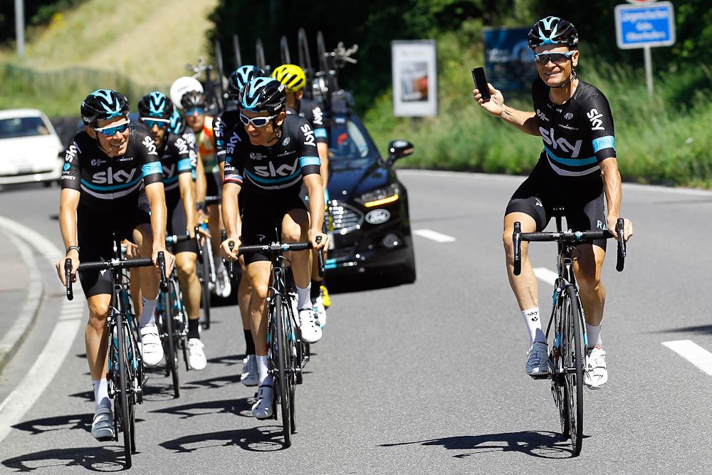 Team Sky get in a short ride during the Tours second rest day.