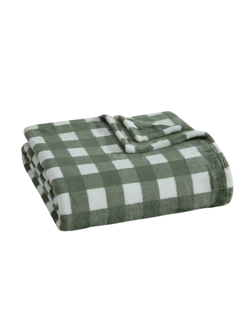 Martha Stewart Madison Gingham Throw Blanket Green