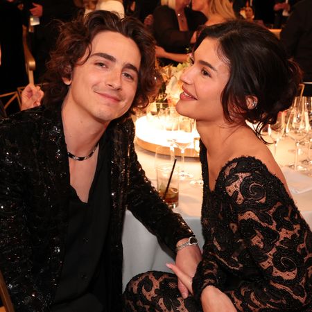 Timothée Chalamet and Kylie Jenner at the 81st Golden Globe Awards held at the Beverly Hilton Hotel on January 7, 2024 in Beverly Hills, California.