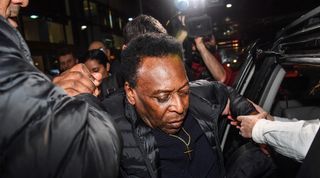 Pele arrives at an airport in Brazil in 2019.