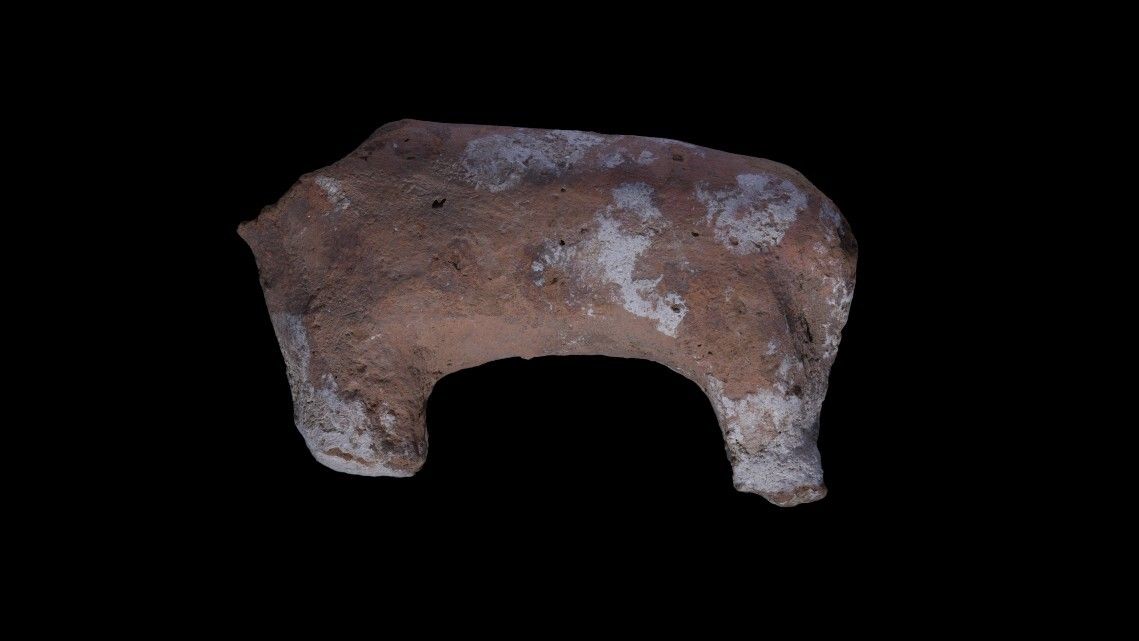 Archaeologists found clay figurines, including those of cows.