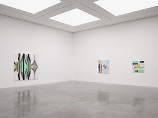 Installation view of Sarah Morris’ ‘Machines do not make us into Machines’ at White Cube Bermondsey