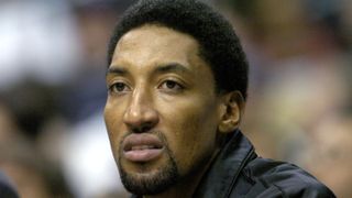 scottie pippen of the chicago bulls sits on the bench during the game between the los angeles clippers and the chicago bulls at the staples center in los angeles, california, on tuesday, january 27, 2004 the clippers defeated the bulls 102 92 photo by kirby leewireimage