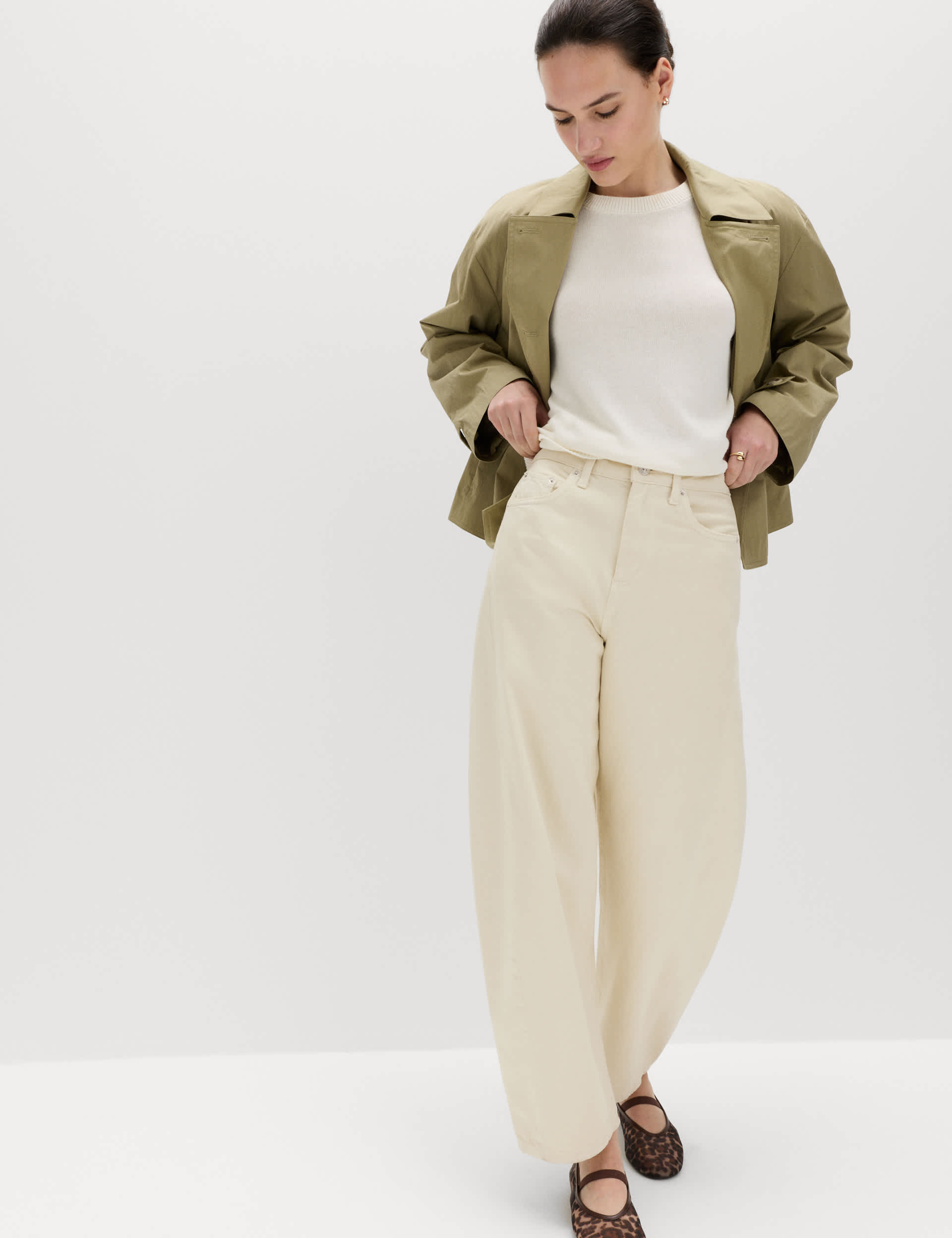 mid rise barrel jeans