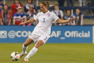 Christine Rampone #3 of United States drives the ball up field against the Trinidad & Tobago in the first half of the CONCACAF Women's Championship USA 2014 on October 15, 2014 at Sporting Park in Kansas City, Kansas. (Photo by Kyle Rivas/Getty Images)