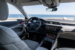 Driver cabin of the Audi e-tron SUV electric car