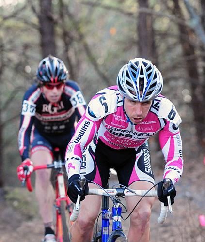 Derrick St. John (Garneau Club Chasseurs) on the singletrack.