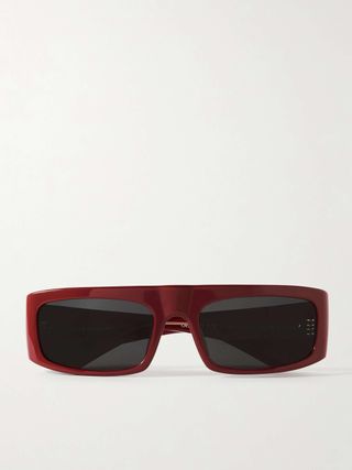 + Khaite 1979c Rectangular-Frame Acetate Sunglasses