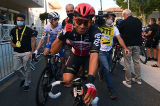 Team Lotto rider Australias Caleb Ewan celebrates after crossing the finish line and winning the 3rd stage of the 107th edition of the Tour de France cycling race 198 km between Nice and Sisteron on August 31 2020 Photo by Vincent KALUT various sources AFP Photo by VINCENT KALUTAFP via Getty Images