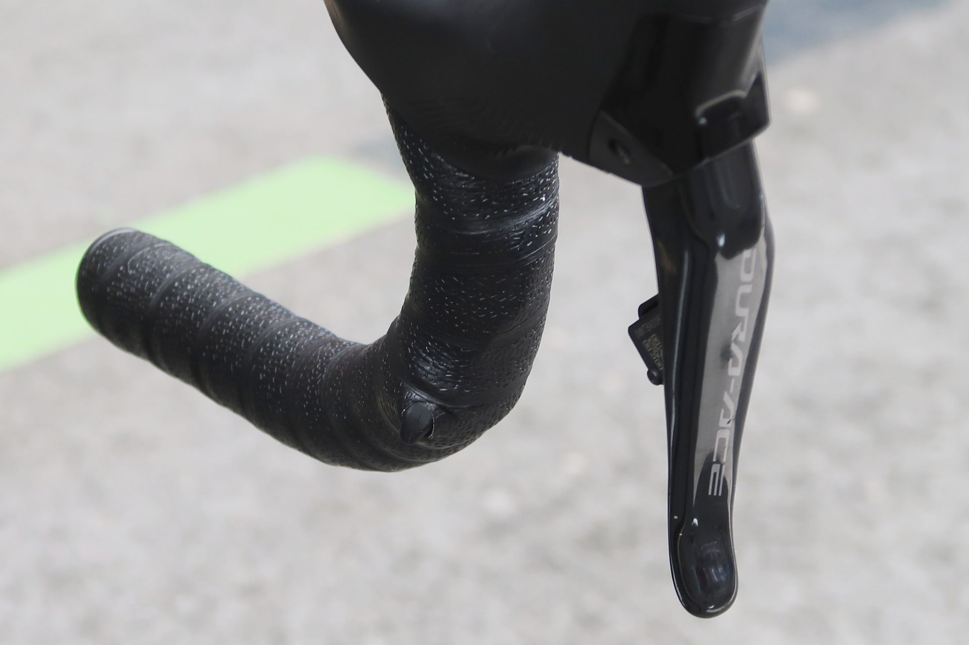 A sprint shifter on a bike handlebar